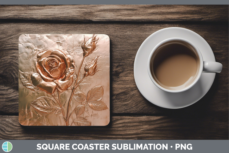 BS01 Copper Relief Rose Square Coaster Sublimation Coaster D