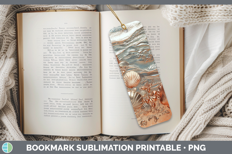 BS01 Copper Relief Seashell Bookmark Sublimation Printable D