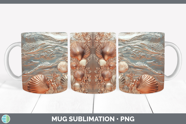 BS01 Copper Relief Seashell Mug Wrap Sublimation Coffee Cup