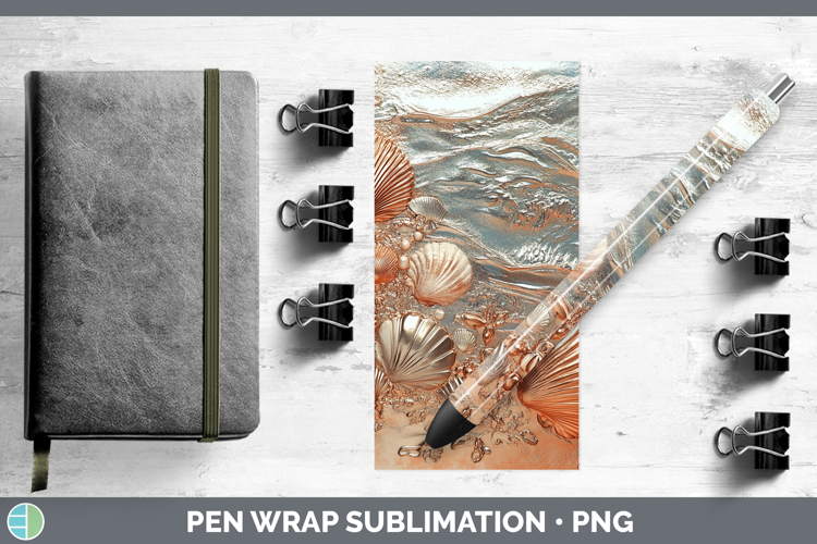 BS01 Copper Relief Seashell Pen Wrap Sublimation Pen Designs
