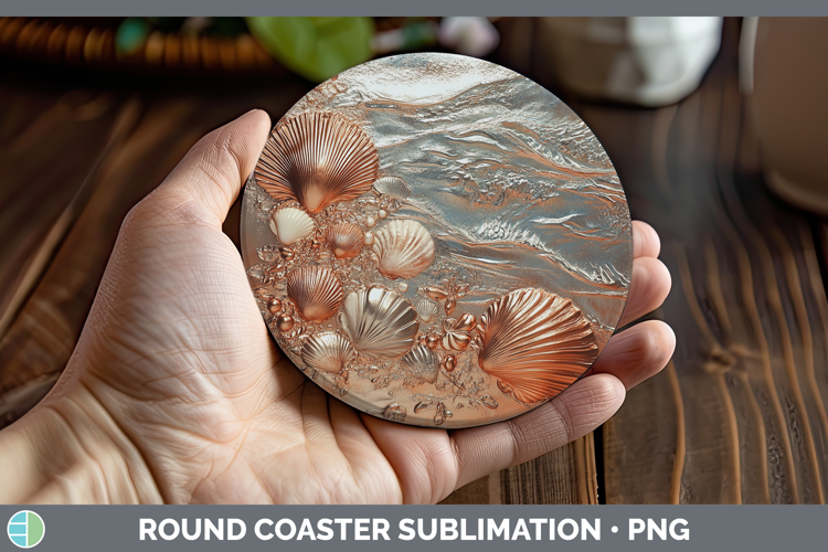 BS01 Copper Relief Seashell Round Coaster Sublimation Coaste