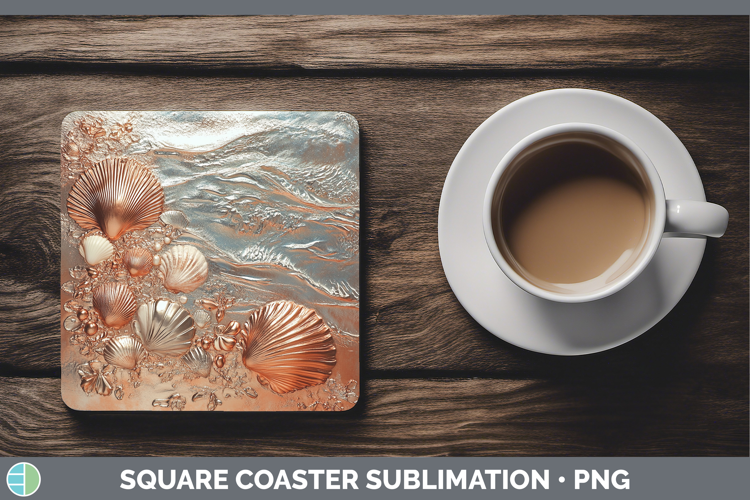 BS01 Copper Relief Seashell Square Coaster Sublimation Coast
