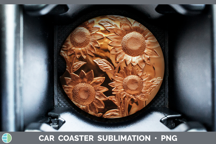 BS01 Copper Relief Sunflower Car Coaster Sublimation Design