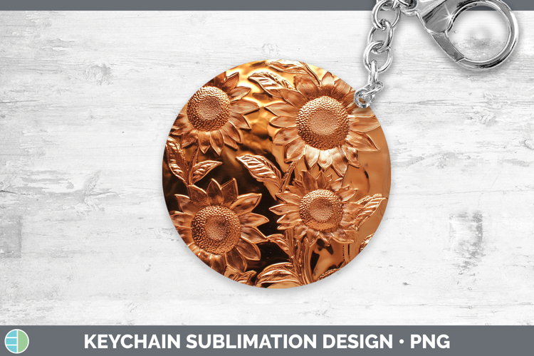 BS01 Copper Relief Sunflower Keychain Sublimation Keyring De