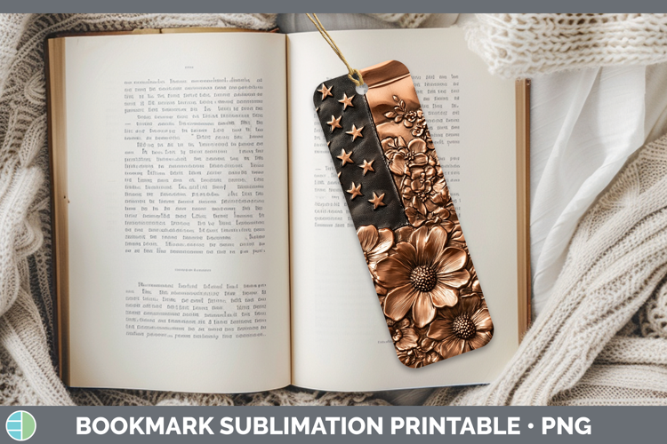 BS01 Copper Relief USA Flag Bookmark Sublimation Printable D