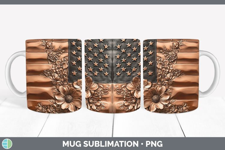 BS01 Copper Relief USA Flag Mug Wrap Sublimation Coffee Cup