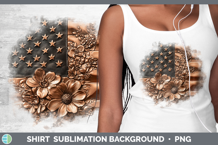 BS01 Copper Relief USA Flag Shirt Sublimation Sublimation Ba