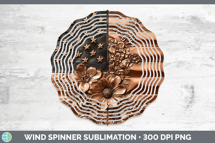 BS01 Copper Relief USA Flag Wind Spinner Sublimation Spinner