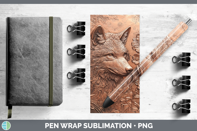 BS01 Copper Relief Wolf Pen Wrap Sublimation Pen Designs
