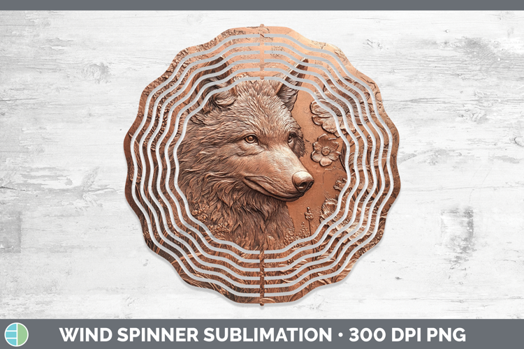 BS01 Copper Relief Wolf Wind Spinner Sublimation Spinner Des