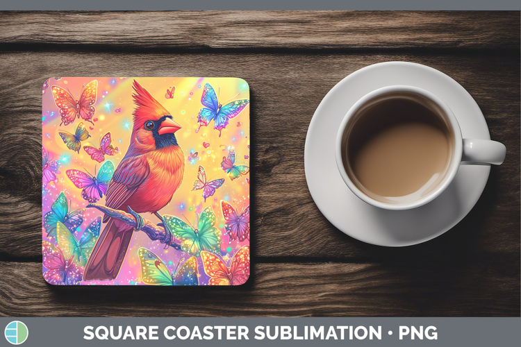 BS01 Glitter Cardinal Square Coaster Sublimation Coaster Des