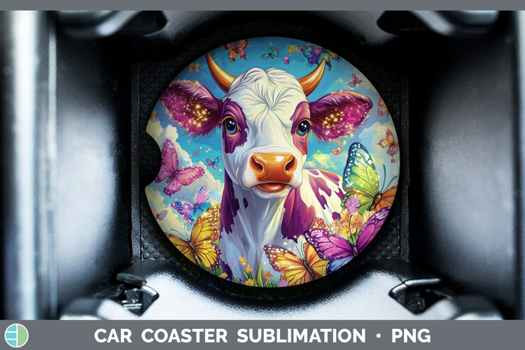 BS01 Glitter Cow Car Coaster Sublimation Designs