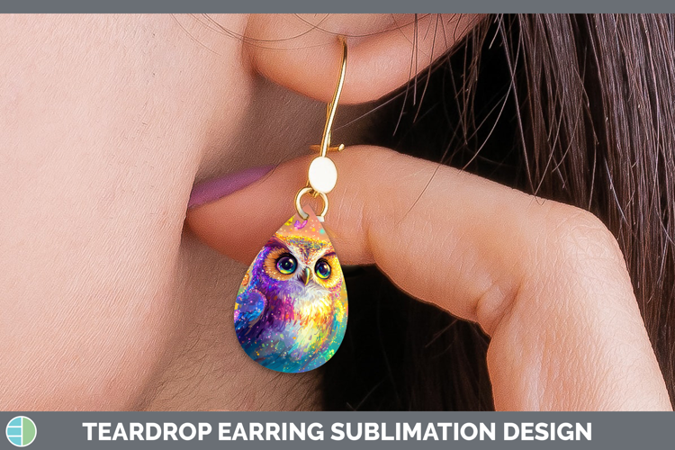 BS01 Glitter Owl Teardrop Earrings Sublimation Earrings Desi