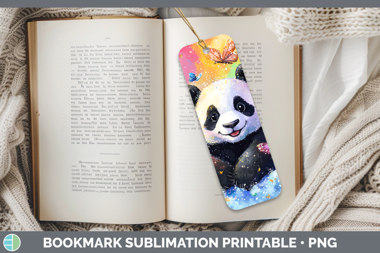 BS01 Glitter Panda Bookmark Sublimation Printable Designs