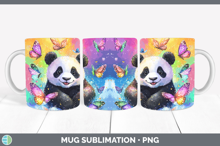 BS01 Glitter Panda Mug Wrap Sublimation Coffee Cup Designs