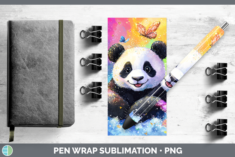 BS01 Glitter Panda Pen Wrap Sublimation Pen Designs