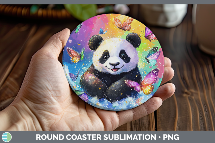BS01 Glitter Panda Round Coaster Sublimation Coaster Designs