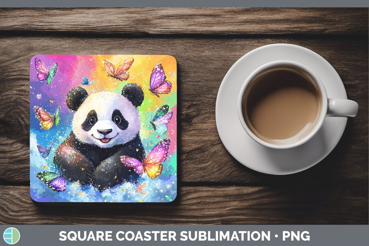 BS01 Glitter Panda Square Coaster Sublimation Coaster Design