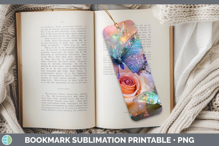 BS01 Glitter Rose Bookmark Sublimation Printable Designs