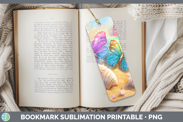 BS01 Glitter Seashell Bookmark Sublimation Printable Designs