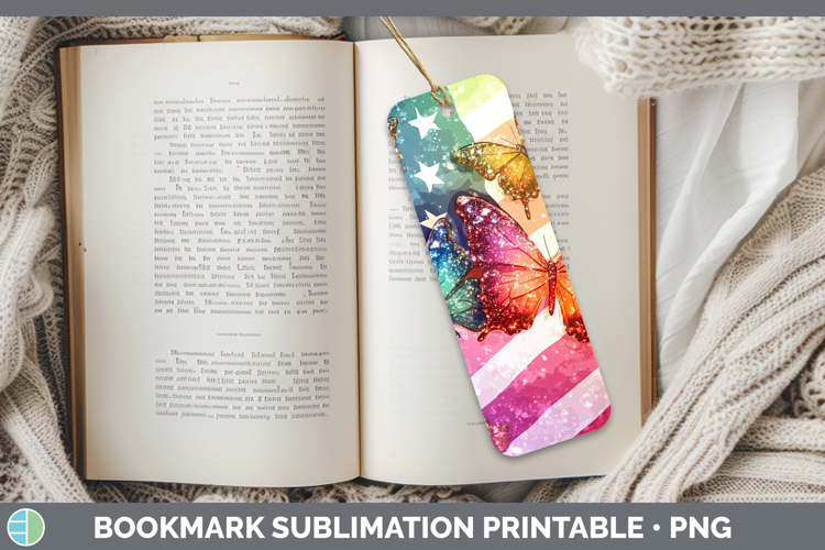 BS01 Glitter USA Flag Bookmark Sublimation Printable Designs