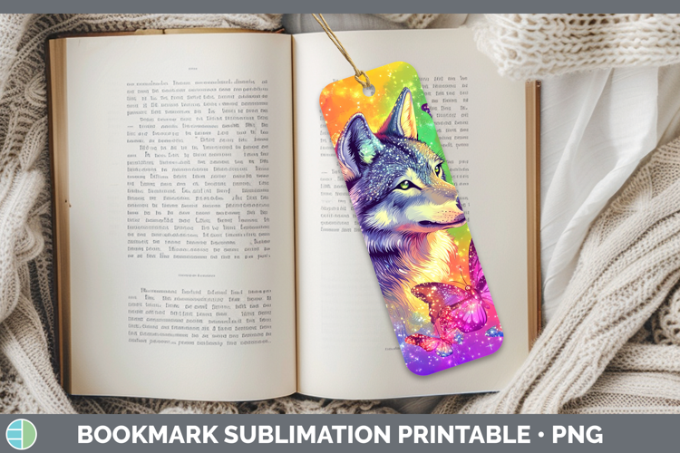 BS01 Glitter Wolf Bookmark Sublimation Printable Designs