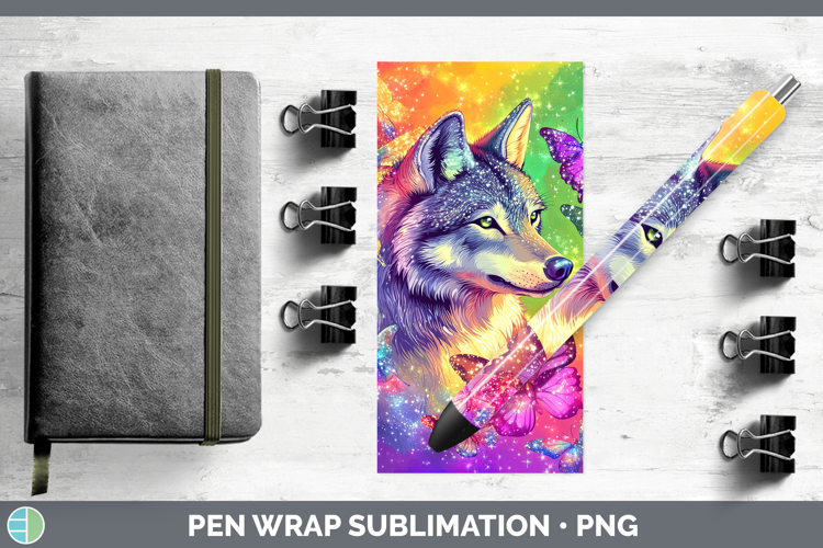 BS01 Glitter Wolf Pen Wrap Sublimation Pen Designs