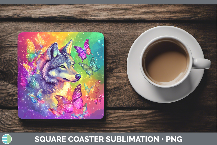 BS01 Glitter Wolf Square Coaster Sublimation Coaster Designs