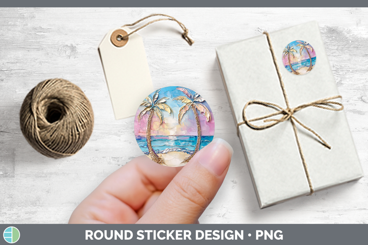 BS01 Thick Paint Beach Stickers | Round Labels Designs