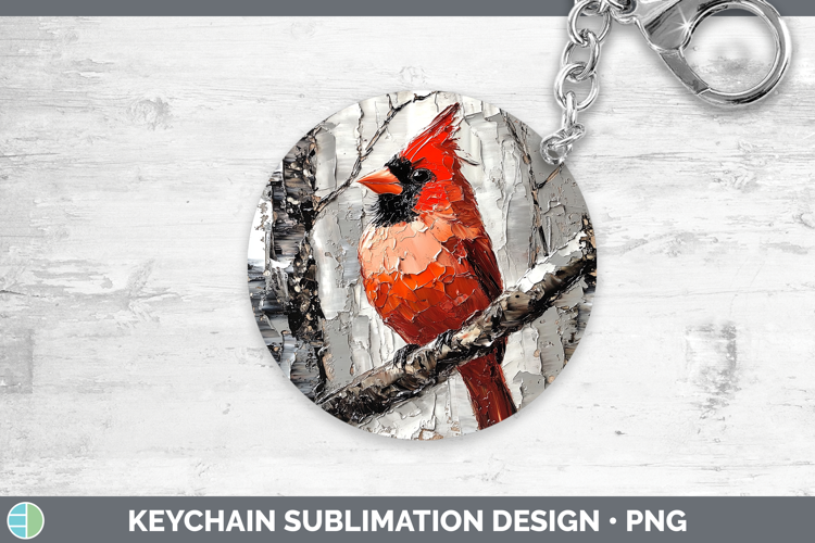 BS01 Thick Paint Cardinal Keychain Sublimation Keyring Desig