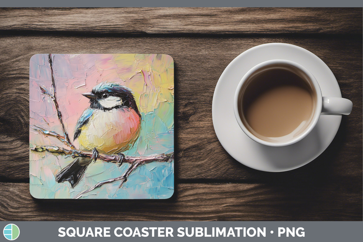BS01 Thick Paint Chickadee Square Coaster Sublimation Coaste