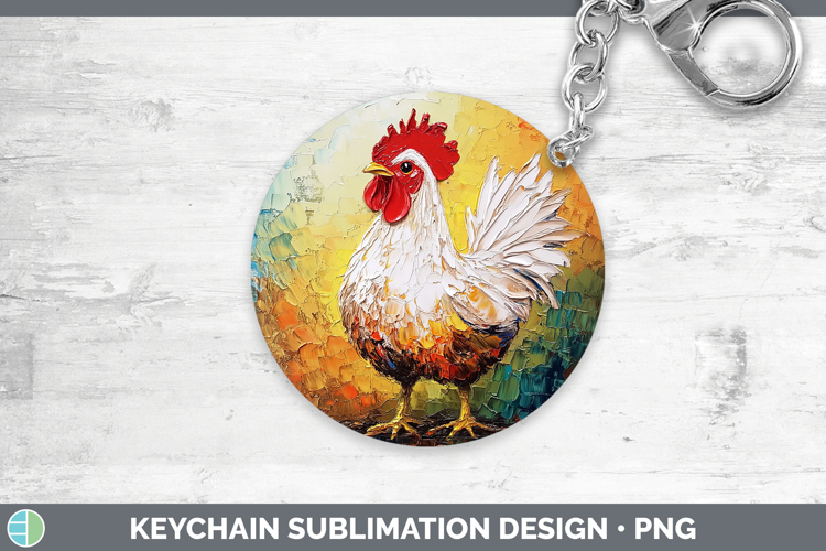 BS01 Thick Paint Chicken Keychain Sublimation Keyring Design
