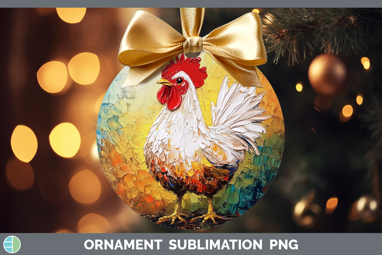 BS01 Thick Paint Chicken Ornament Sublimation Bauble Designs