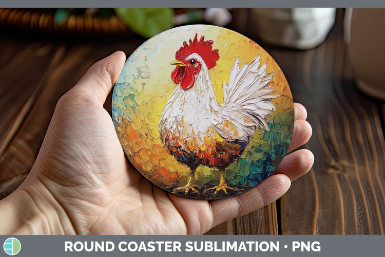 BS01 Thick Paint Chicken Round Coaster Sublimation Coaster D