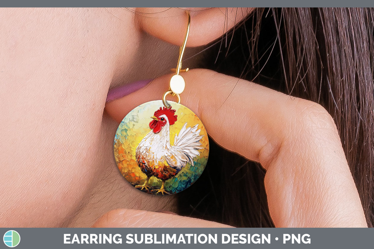 BS01 Thick Paint Chicken Round Earrings Sublimation Earrings