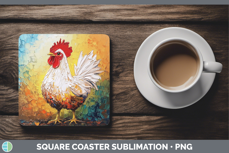 BS01 Thick Paint Chicken Square Coaster Sublimation Coaster