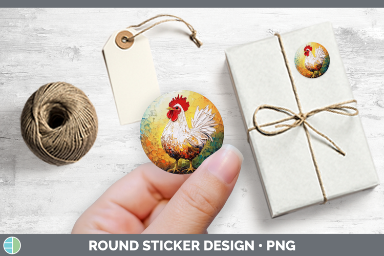 BS01 Thick Paint Chicken Stickers | Round Labels Designs