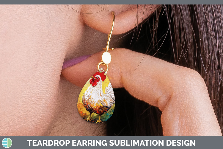 BS01 Thick Paint Chicken Teardrop Earrings Sublimation Earri