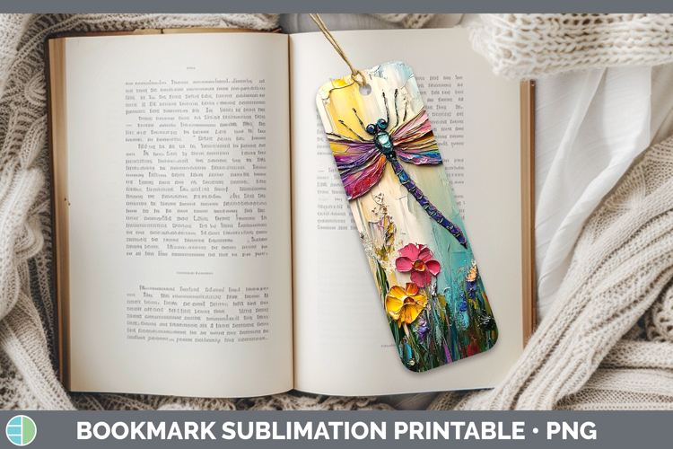 BS01 Thick Paint Dragonfly Bookmark Sublimation Printable De