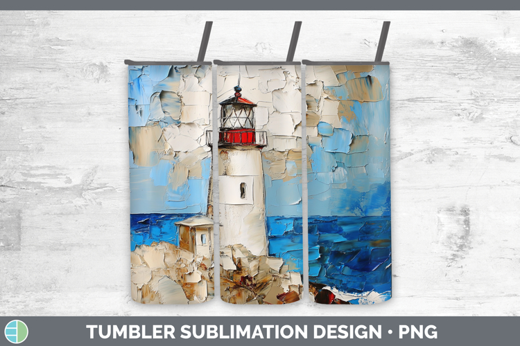 BS01 Thick Paint Lighthouse Tumbler Sublimation 20 oz Skinny