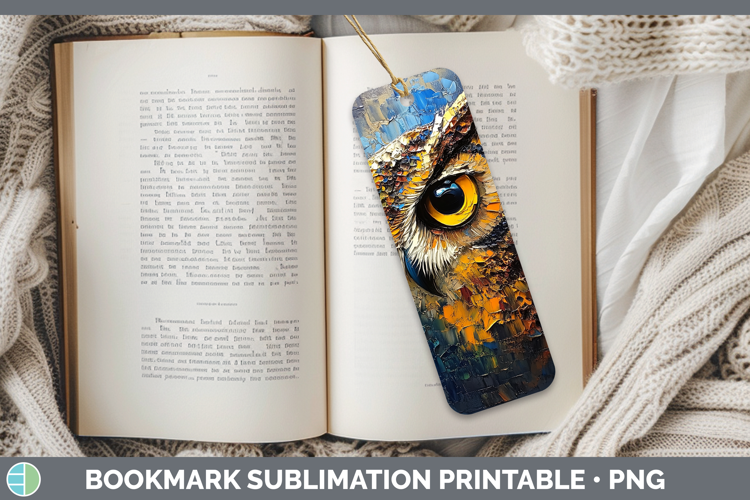 BS01 Thick Paint Owl Bookmark Sublimation Printable Designs