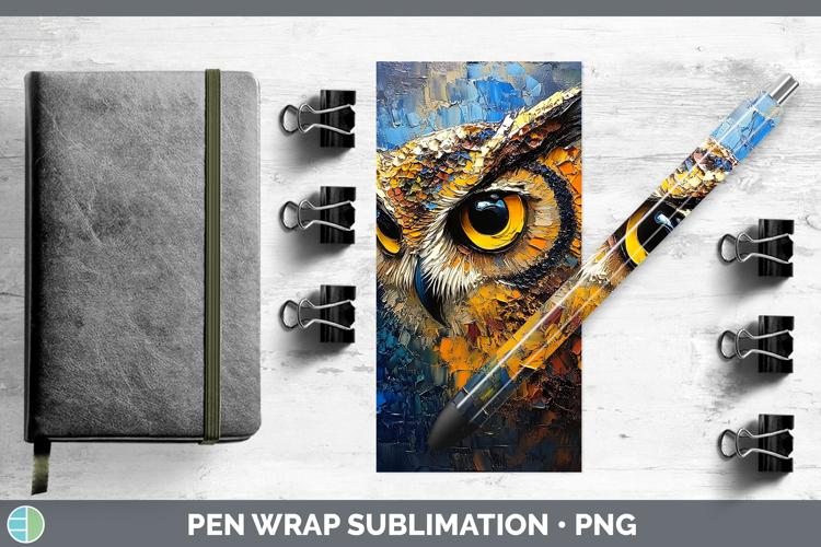 BS01 Thick Paint Owl Pen Wrap Sublimation Pen Designs