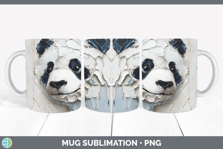 BS01 Thick Paint Panda Mug Wrap Sublimation Coffee Cup Desig