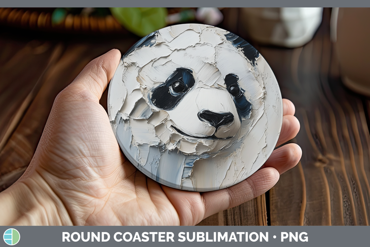 BS01 Thick Paint Panda Round Coaster Sublimation Coaster Des