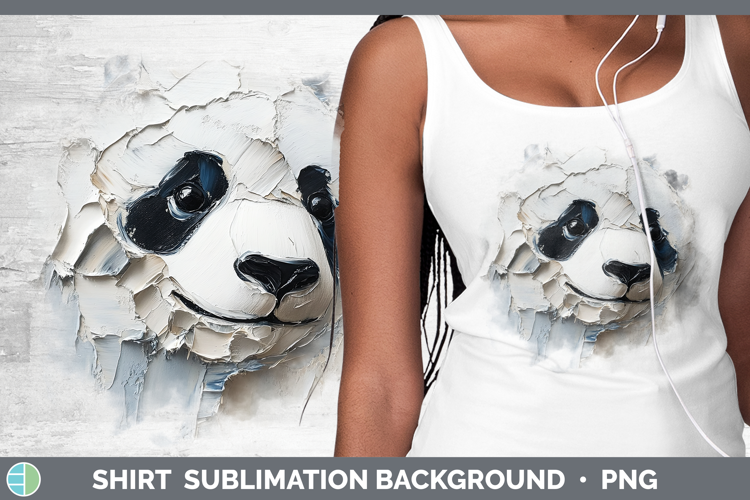 BS01 Thick Paint Panda Shirt Sublimation Sublimation Backgro
