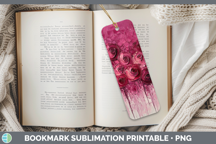 BS01 Thick Paint Rose Bookmark Sublimation Printable Designs