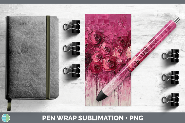 BS01 Thick Paint Rose Pen Wrap Sublimation Pen Designs
