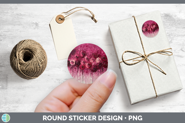 BS01 Thick Paint Rose Stickers | Round Labels Designs