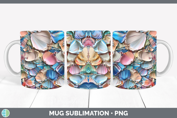 BS01 Thick Paint Seashell Mug Wrap Sublimation Coffee Cup De