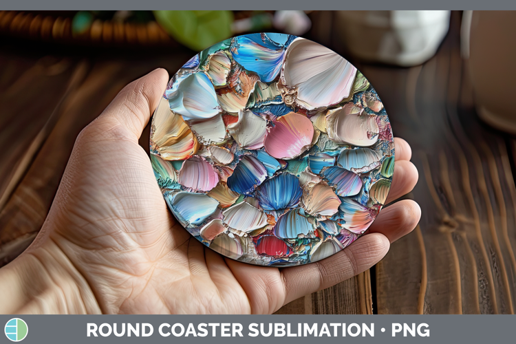 BS01 Thick Paint Seashell Round Coaster Sublimation Coaster